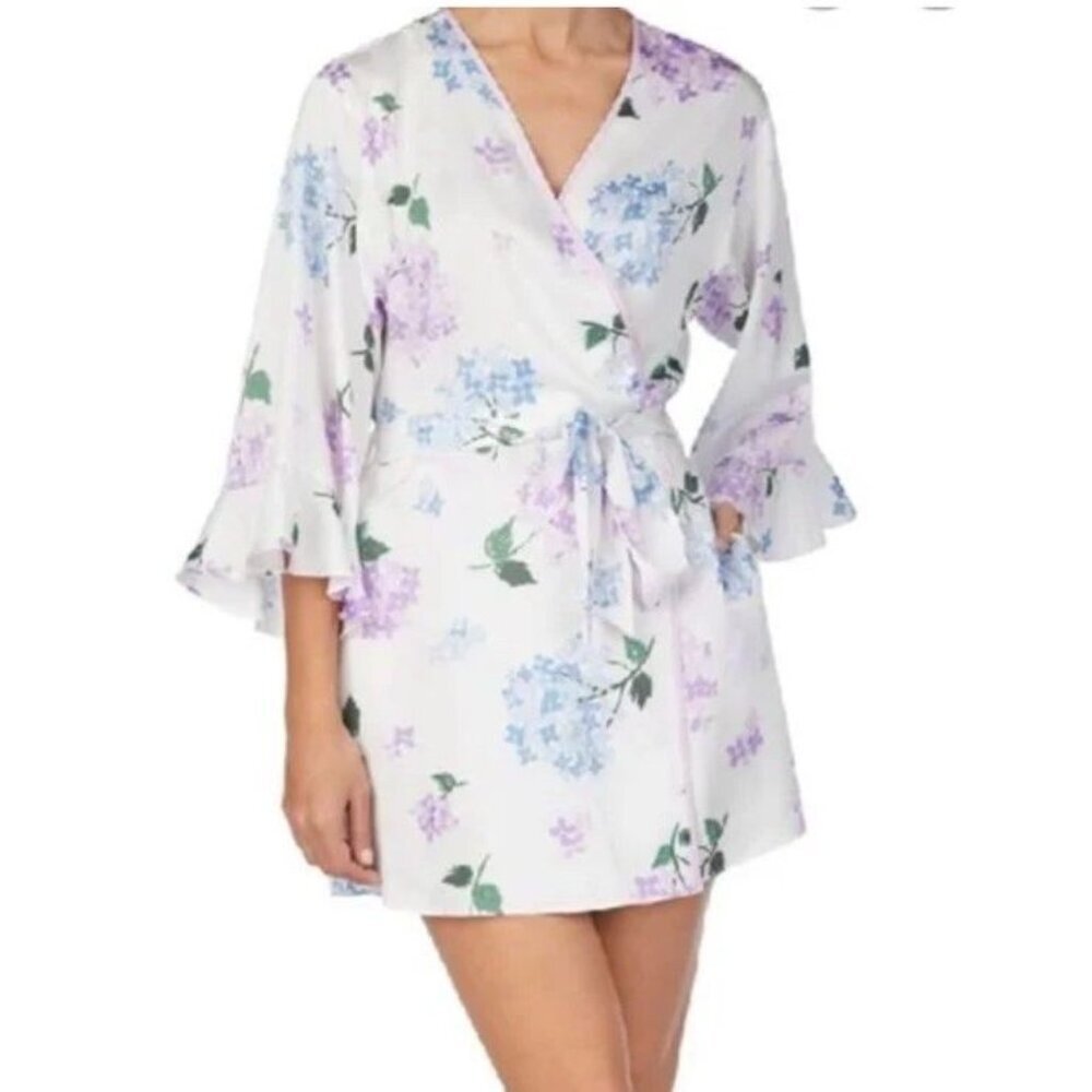 Kate Spade White Floral‎ Robe Women’s Size M Medium Bridal Wedding Casual Short